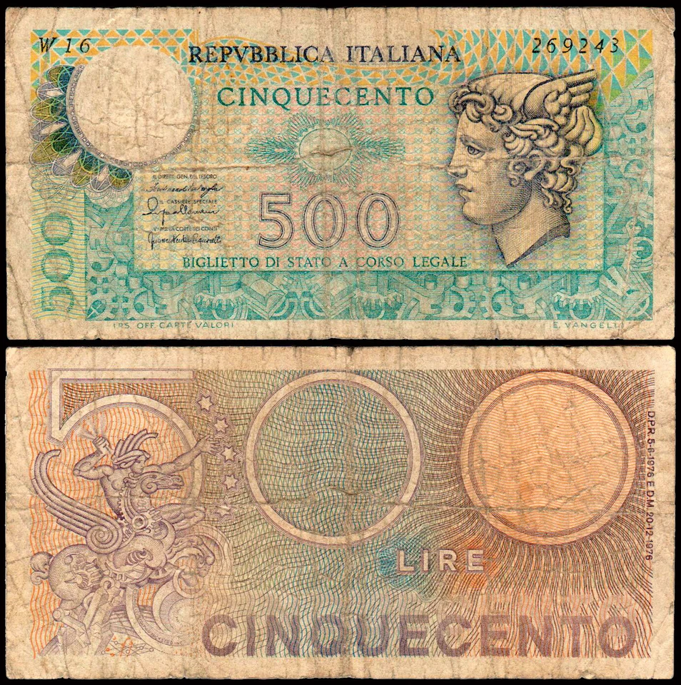 Italy 500 Lire P#95 (1976) Repubblica Italiana VF - Image 1 of 1