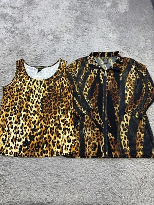 Valentina Womens Jacket Vest 2pc Set Cheetah Leopard Full Mob Wives Small Foto 1 de 4