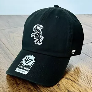 Chicago White Sox ‘47 Brand Clean Up Hat Adjustable Strapback Dad Cap Black MLB - Picture 1 of 8
