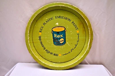 Vintage Rex Plastic Emulsion Paint Advertising Tin Tray 13 Inch Diameter Circa - Image 1 of 4