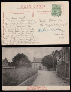 JERSEY-ST PETERS CDS de 1911 cancelado en PPC de St Peters Village enviado a Londres - Imagen 1 de 1