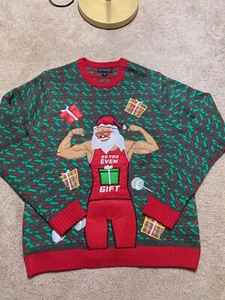 Blizzard Bay Men’s M Ugly Christmas Party Sweater Santa Do You Even Gift Muscle - Picture 1 of 8