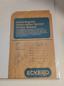 Vitas Gerulaitis signed Autogramm Eckerd Drogentasche 1985 Tennis - Bild 1 von 3