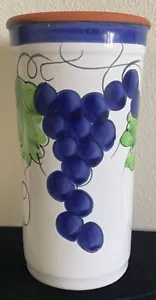 Beautiful Vintage Himark Hand Painted Grape Glazed Terracotta Wine Chiller  - Picture 1 of 6