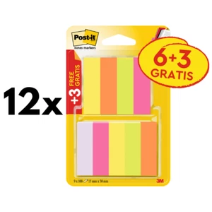 12x Post-it Haftstreifen Page Marker Promotion 6x 100 + 3x 100 gratis neonfarben - Bild 1 von 5