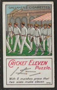 GALLAHER-TRICKS & PUZZLES SERIES 1913 (GREEN BACK)-#061- CRICKET ELEVEN PUZZLE - Foto 1 di 2