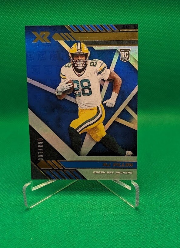 AJ DILLON A.J. 2020 Panini XR #125 Blue Parallel /199 Rookie RC Packers