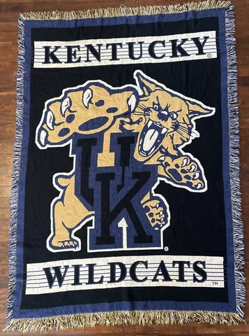 University of Kentucky Wildcats UK College Blanket Afghan Throw 48”x65” Cover