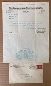 TOLEDO, OH ~ Consolidated Mfg. Co., Yale Motorcycles ~ Letter & Ad Cover 1910 - Picture 1 of 4