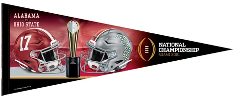 OHIO STATE BUCKEYES VS. ALABAMA CRIMSON TIDE 2021 NATIONAL CHAMP 12"X30" PENNANT Cover