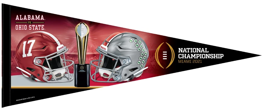 OHIO STATE BUCKEYES VS. ALABAMA CRIMSON TIDE 2021 NATIONAL CHAMP 12"X30" PENNANT - Image 1 of 1