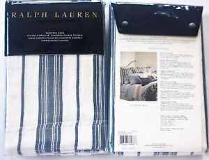 Ralph Lauren European Sham Indigo Cottage SAWBUCK STRIPE Blue White NIP $215