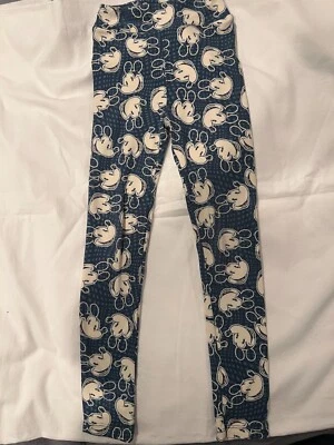 LuLaRoe Kids Disney Mickey Mouse Blue Leggings with Geometric design (Kids L/XL - Image 1 of 3