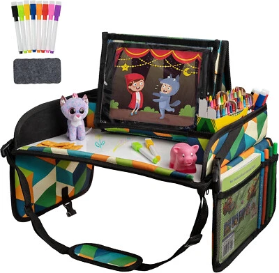 Lusso Gear Kids Car Seat Travel Tray Dry Erase Board Tablet Lap Desk Cup Holder - Image 1 of 4