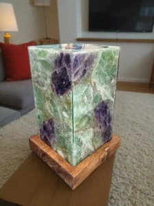 Natural Fluorite Elegant Agate Table Lamp Stone Lighting | Home & Office Decors - Picture 1 of 9