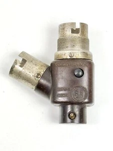 Vintage 1940s Bakelite Electric Double Light Bulb Adapter Retro Upcycle Fitting - Foto 1 di 17