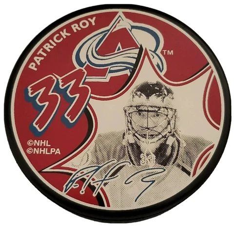 PATRICK ROY #33 HOF COLORADO AVALANCHE NHL VINTAGE NHL NHLPA STAMPED ON SIG PUCK Cover