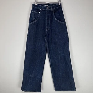 EB Denim Jeans Women’s 26 Midnight White Stitched High Rise Straight Button Fly - Imagen 1 de 17
