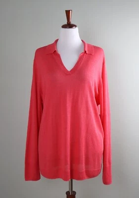 Suéter Pullover de Lino Cuello Polo CHICO'S NUEVO CON ETIQUETAS $89 Talla 4 US XXL / 2XL Foto 1 de 4