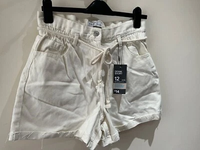 Denim Co Shorts Size 12 New Cream Denim High Rise Belted Casual Summer - Image 1 of 4