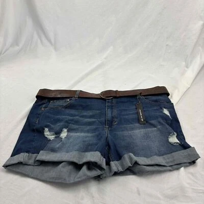Pantalones Cortos Mujer Casa de Muñecas Azul Desgastado Puños 24 Con Cinturón Nuevo Denim  Foto 1 de 4