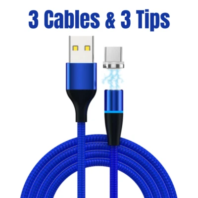 Paquete de 3 cables magnéticos USB tipo C cargador rápido cable de datos de 3/6 pies para Android Samsung Foto 1 de 4