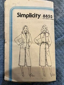 Vintage Simplicity 8853 Sewing Pattern Misses Skirt Shirt & Lined Jacket Sz 14 - Picture 1 of 2