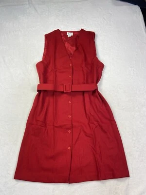 Vestido midi vintage Margaret Smith Maine mistura de lã vermelho botão para baixo feminino 16 - Imagem 1 de 4