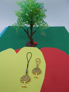 LOVELY GOLD TONE TREE OF LIFE CHARM ON A CLIP ON AND A LANYARD NEW # A 225 - Picture 1 of 13