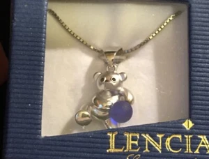Lencia European Designs - Sterling Silver 925 Teddy Bear Pendant Necklace / CS2 - Picture 1 of 6