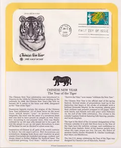 1998 Chinese New Year of the Tiger 32c Sc 3179 FDC on a PCS cachet info page - Picture 1 of 1