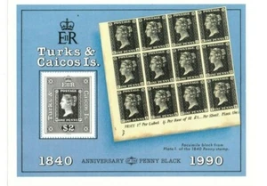 Turks and Caicos - 1990 - Penny Black - Souvenir Stamp Sheet - Scott#852 - MNH - Picture 1 of 1
