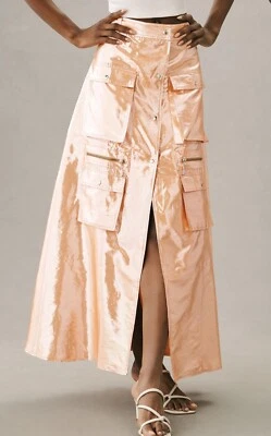 Maxi Falda Anthropologie Let Me Be Metálica Naranja Crush Carga Cremallera a Presión XXS NUEVA CON ETIQUETAS Foto 1 de 4