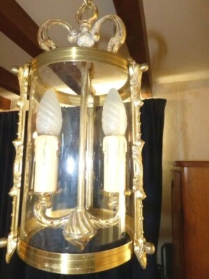 LANTERNE  DE VESTIBULE " BRONZE/ LAITON STYLE LOUIS XV - XXe siècle Vintage - Photo 1/4