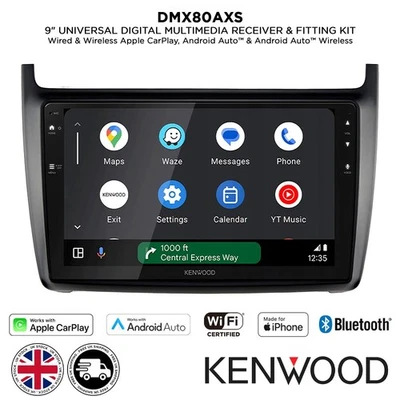 VW Polo 2014+ KENWOOD DMX80AXS 9” Car Stereo Kit CarPlay Android Auto - Image 1 of 4