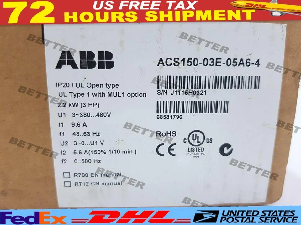 ONE ABB ACS150-03E-05A6-4 2.2KW Inverter Fast US TAX
