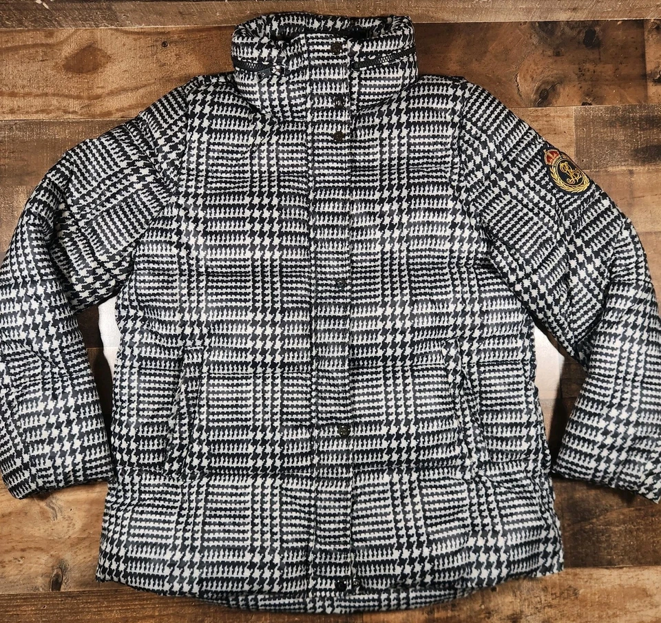 Chaqueta Ralph Lauren Mujer Abrigo Grande Abombado Pata de Gallo Agrandado Cuadros Glen Foto 1 de 4