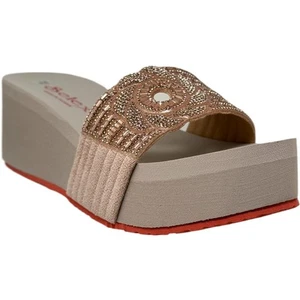 SOBEYO Damen EVA Plateau Keilabsatz Pantoletten Sandalen Blumen Perlen Strass Riemen - Bild 1 von 12