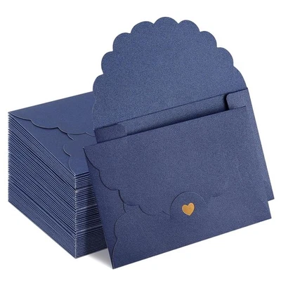 Paquete de 50 Sobres 4x6, Sobre A4 con Corazón Dorado, Sobres Azul Marino para I... Foto 1 de 4