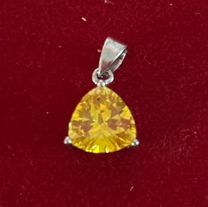 Vintage 925 Sterling Silber gelber Saphir Anhänger - Bild 1 von 5