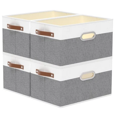 Caixas de armazenamento de tecido com alças, cestas dobráveis para prateleiras, cubos com 3... - Imagem 1 de 4