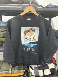 Vintage 1998 Titanic Movie Promo Kids Black Sweatshirt Crewneck Kids Large 14-16 - Picture 1 of 7