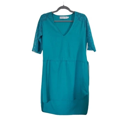 T-Bags Лос-Анджелес крючком зеленый бирюзовый Shift галстук талии мини-платье, размер маленький - Изображение 1 из 4