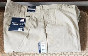 Pantalones elásticos para hombre Izod Performance + 48 X 32 caqui frente plano grandes/altos nuevos - Imagen 1 de 6