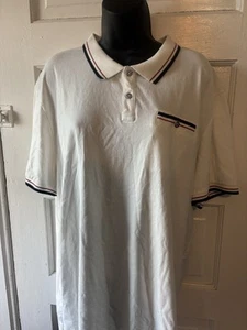 White Ben Sherman Polo - Blue & Red Stripes W/Mod Target Button XXL - Picture 1 of 5