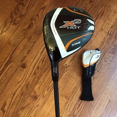 Callaway X2 Hot 3 Wood 3 Deep Pro 14.5° Aldila Tour ATX75 Reg Flex LH com HC - Imagem 1 de 4