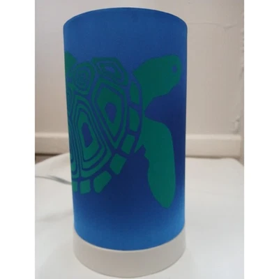 Blue Fabric Loggerhead Turtle Beach House Accent Table Lamp Night Up Light 9"x6" - Image 1 of 4