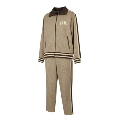 Gant Houndstooth Hombre Chándal L Marrón Chocolate Estampado Logo 2 Pieza RRP299 - Imagen 1 de 4