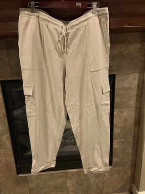Pantalones de chándal J Jill para mujer con bolsillos cargo talla XL marrón tostado algodón con cordón Foto 1 de 4