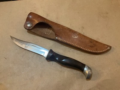 Cuchillo de Caza Cutco Modelo 1769 Acero Inoxidable con Funda de Cuero Original Remolino Foto 1 de 4